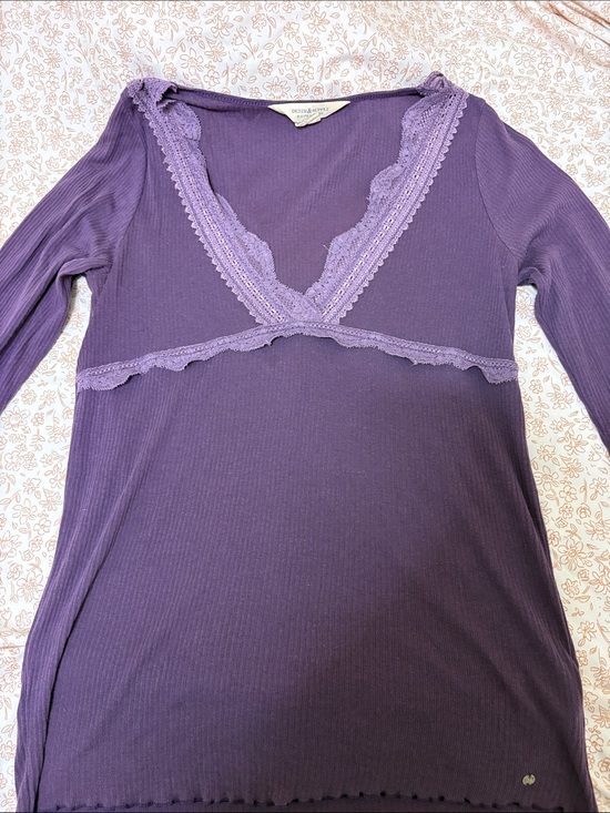 Denim & Supply Ralph Lauren Tops - Denim & Supply Ralph Lauren Purple Long Sleeve Lace Trim Top Alt Elena Gilbert